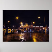 Central Station by night in christmastime in Amste Print