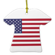 Ceramic Sports Shirt With American Flag Christmas Tree Ornaments