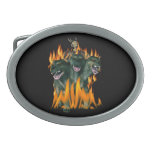 Cerberus In Hell Oval Belt Buckle