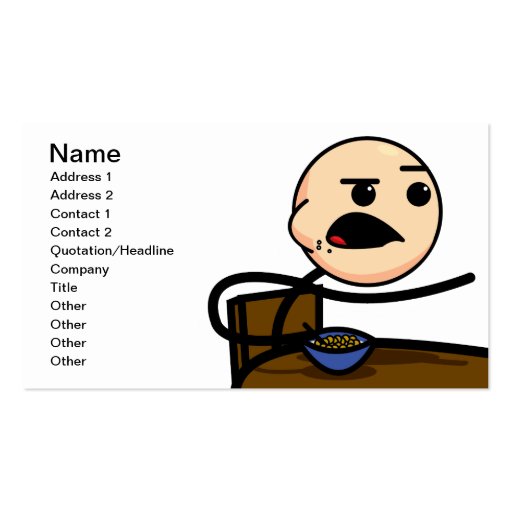 Cereal Guy Business cards (front side)