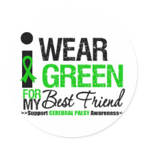 Cerebral Palsy I Wear Green Ribbon For Best Friend stickers by giftsforawareness Cerebral Palsy I Wear Green Ribbon For Best Friend stickers