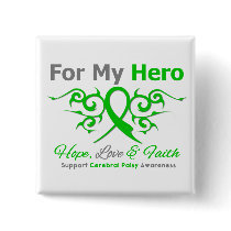 Cerebral Palsy Tribal Ribbon Hero Pinback Buttons