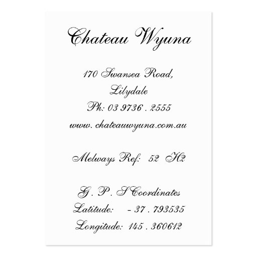 Ceremony Location Inserts for Wedding Invitations Business Card Template (back side)