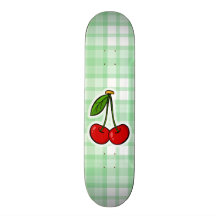 Cereza linda y tela escocesa verde patines 