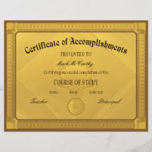 Certificate of Accomplishment Template Flyers