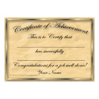 Certificate of Achievement Chubby Card profilecard