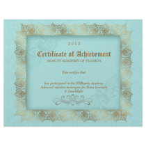 Certificate of Achievement Diploma Beauty Blue Custom Letterhead
