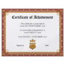 CERTIFICATE OF ACHIEVEMENT FLYERS
