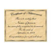Certificate of Achievement Template postcards