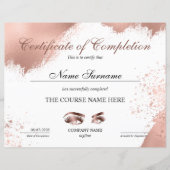 Certificate Of Completion Award Lashes Course Zazzle