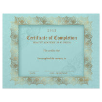 Certificate of Completion Diploma Beauty Blue 2 Custom Letterhead