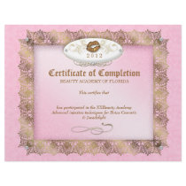 Certificate of Completion Diploma Beauty Makeup Letterhead Template