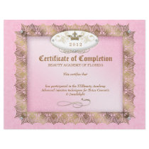 Certificate of Completion Diploma Beauty Pink Letterhead Template