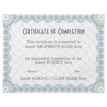 CERTIFICATE OF COMPLETION PERSONALIZED FLYER