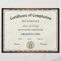 Certificate of Completion Template Full Color Flyer