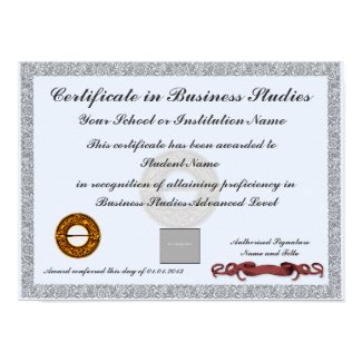 Certificate of Subject Curriculum Award Photo ID print