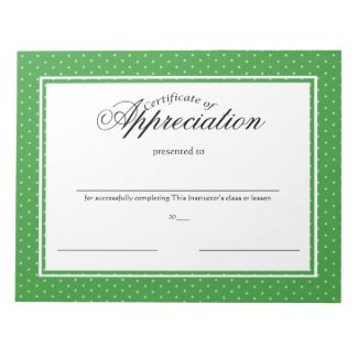 Certificates of Appreciation Memo Note Pad