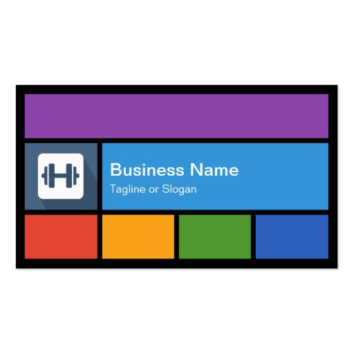 Certified Fitness Coach - Colorful Tiles Creative Business Card Template (front side)