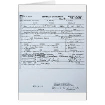 Certified Original Barack Obama Birth Certificate Greeting Cards