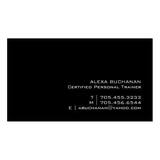 Certified Personal Trainer Business Card (back side)