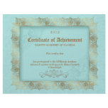 Certifiicate of Achievement Diploma Beauty Blue letterhead
