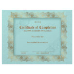 Certifiicate of Completion Diploma Beauty Blue 2 Custom Letterhead
