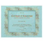 Certifiicate of Completion Diploma Beauty Blue letterhead