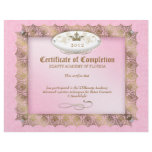 Certifiicate of Completion Diploma Beauty Pink letterhead