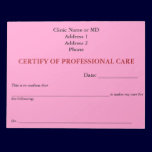Certify of Professional Care Notepad (Pink) notepads