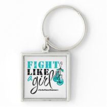 Cervical Cancer Awareness Fight Like a Girl Keychain