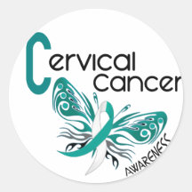 Cervical Cancer BUTTERFLY 3 Round Stickers