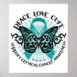 Cervical Cancer Butterfly Tribal 2 Print