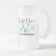 Cervical Cancer Cool Retro Fight Like a Girl Mugs