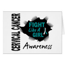 Cervical Cancer Fight Like A Girl 14.3 Greeting Card