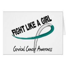 Cervical Cancer Fight Like A Girl 7.3 Greeting Cards