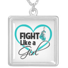 Cervical Cancer Fight Like a Girl Heart Necklace