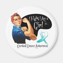 Cervical Cancer Fight Like a Girl Rosie Riveter Fridge Magnets