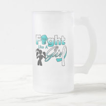 Cervical Cancer Fight Like A Girl Silhouette Coffee Mugs
