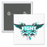 Cervical Cancer Fight Like a Girl Wings.png Pinback Button
