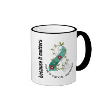 Cervical Cancer Flower Ribbon 3 Mugs