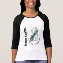 Cervical Cancer Flower Ribbon 3 T-shirt