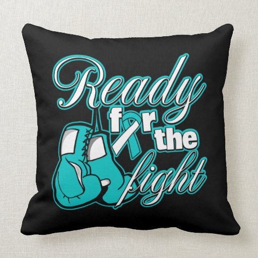 Cervical Cancer Gloves Ready For The Fight Throw Pillow