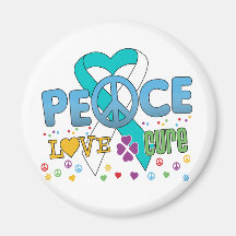 Cervical Cancer Groovy Peace Love Cure Fridge Magnet