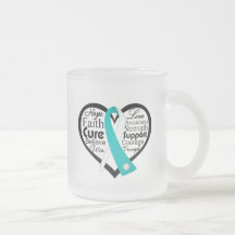 Cervical Cancer Heart Ribbon Collage Mugs