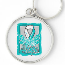 Cervical Cancer Hope Butterfly Portrait Keychains