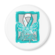 Cervical Cancer Hope Butterfly Portrait Refrigerator Magnets