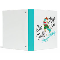 Cervical Cancer Hope Love Cure Happy Holidays 3 Ring Binder
