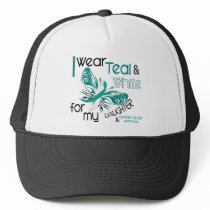 CERVICAL CANCER I Wear Teal and White Daughter 45 Hat