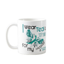 CERVICAL CANCER I Wear Teal and White Daughter 45 Coffee Mugs