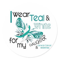 CERVICAL CANCER I Wear Teal and White Daughter 45 Stickers